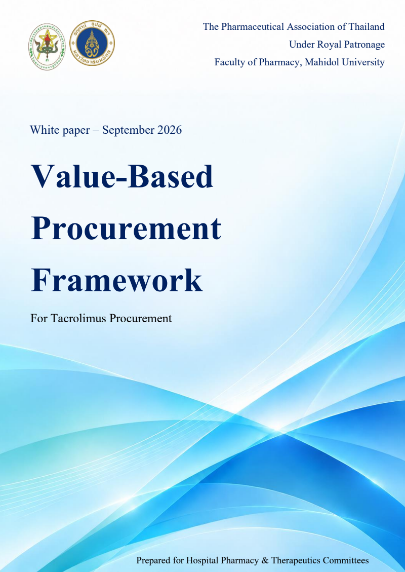 White paper - September 2026 : Value-Based Procurement Framework For Tacrolimus Procurement